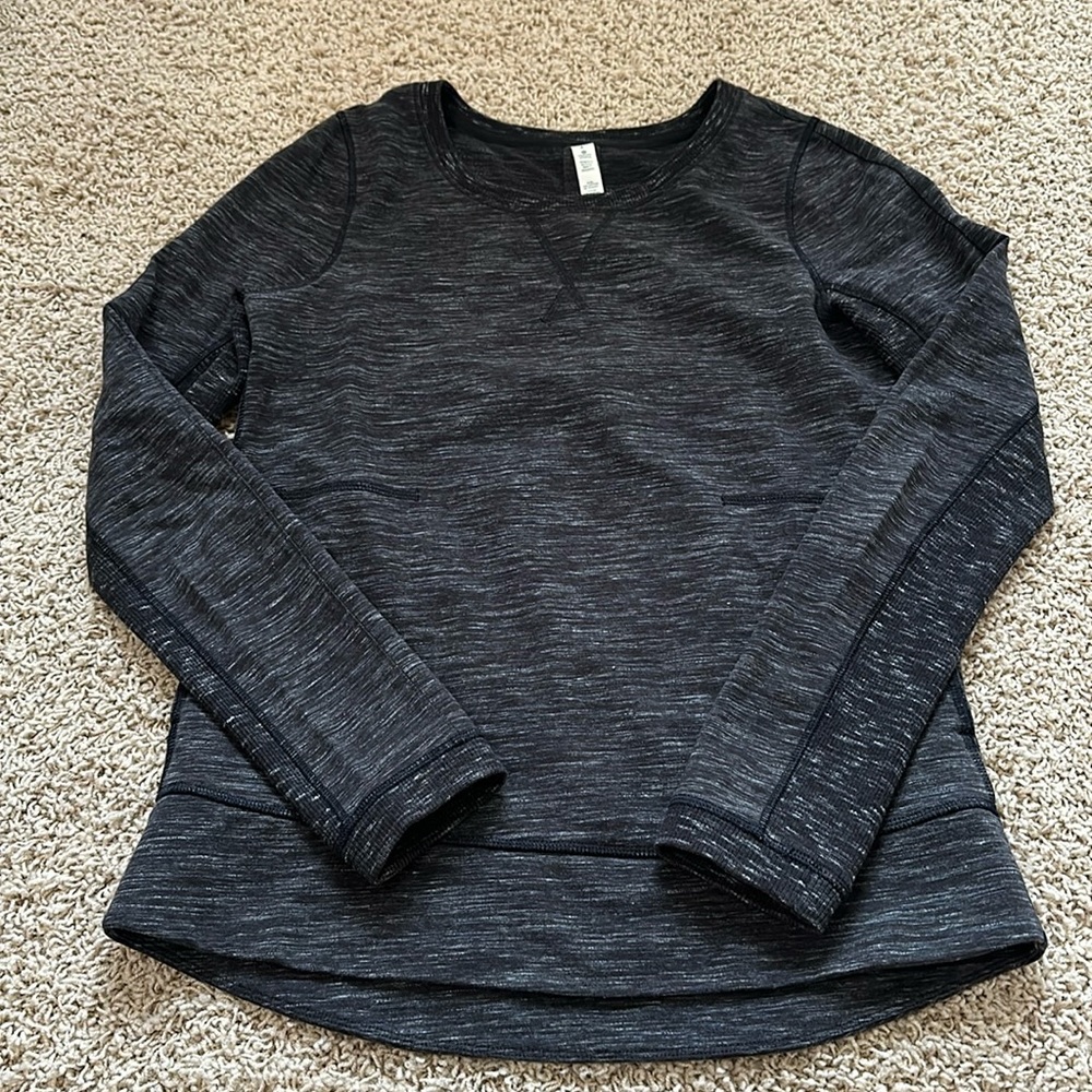 Lululemon Exhalation Pullover II Heathered Marled Grey Black sz 4